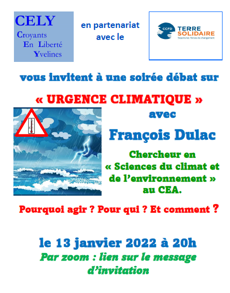 Lire la suite à propos de l’article Vœux 2022 … et invitation à  la soirée « Urgence Climatique » le 13/01/22 à 20h