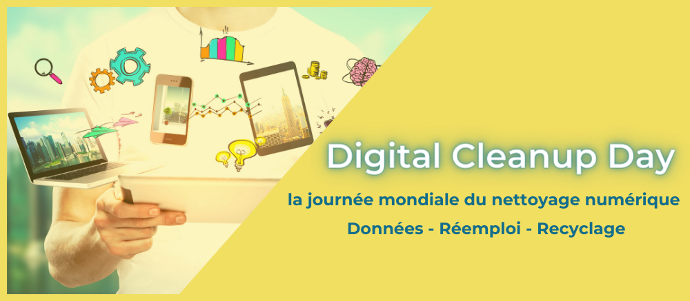 Bannière de la Digital Cleanup Day, la journée mondiale du nettoyage numérique.