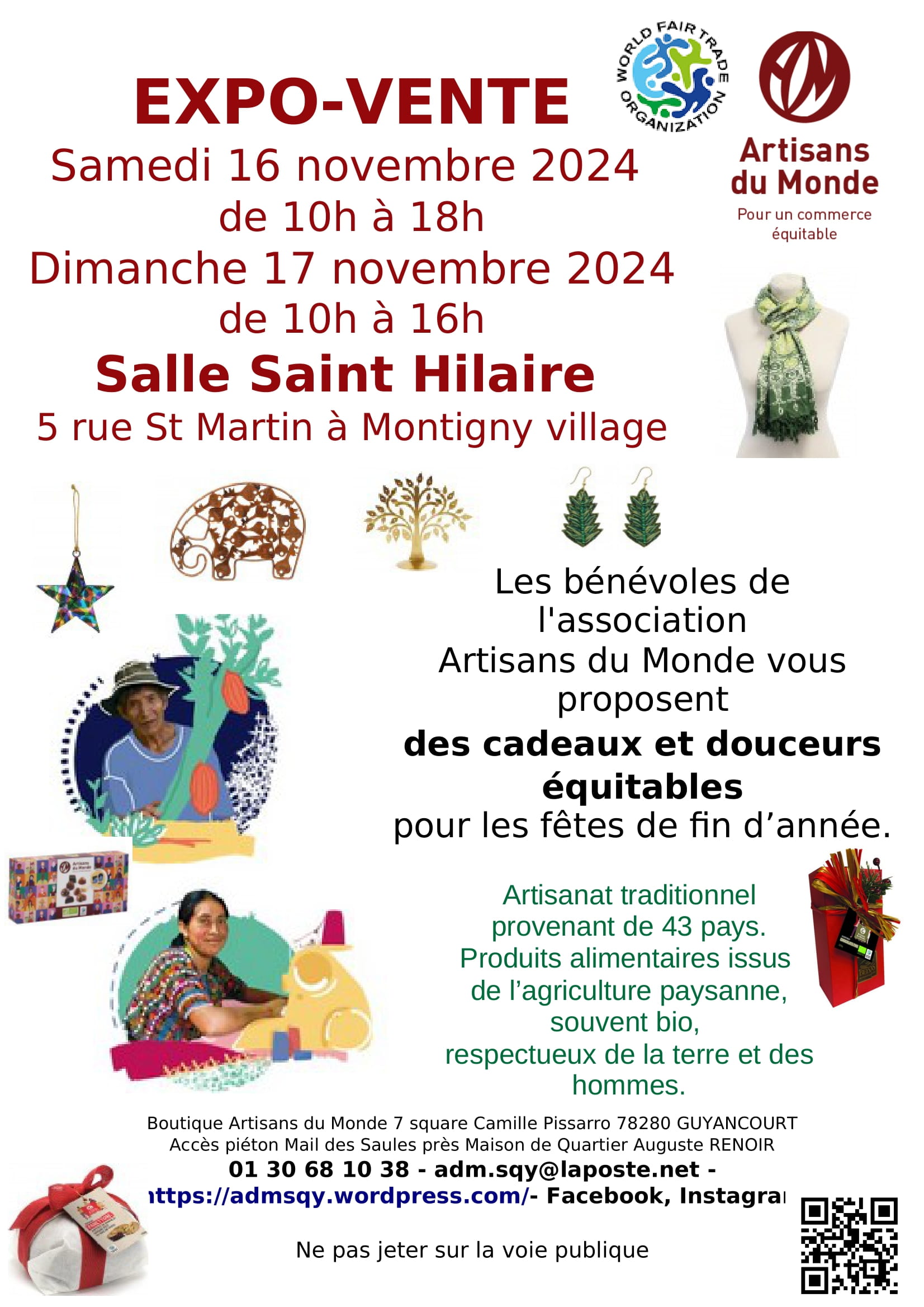 Expo-vente du 16 novembre de 10h à 18h et du 17 novembre de 10h à 16h à la salle Saint Hilaire 5 rue Saint Martin, Montigny