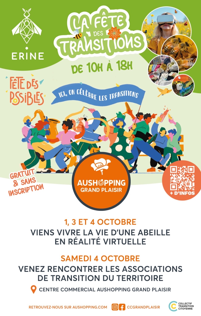 Affiche de la fête des possibles 2025, le 4 octobre de 10h à 18h dans la galerie Aushopping Grand Plaisir