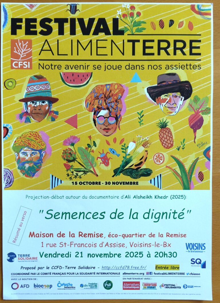 Lire la suite à propos de l’article Festival Alimenterre : « Semences de la dignité » le 21 novembre 2025