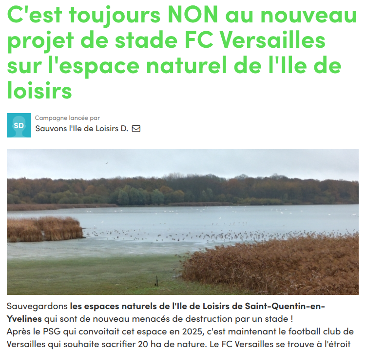 Copie d'écran de la pétition sur greenvoice